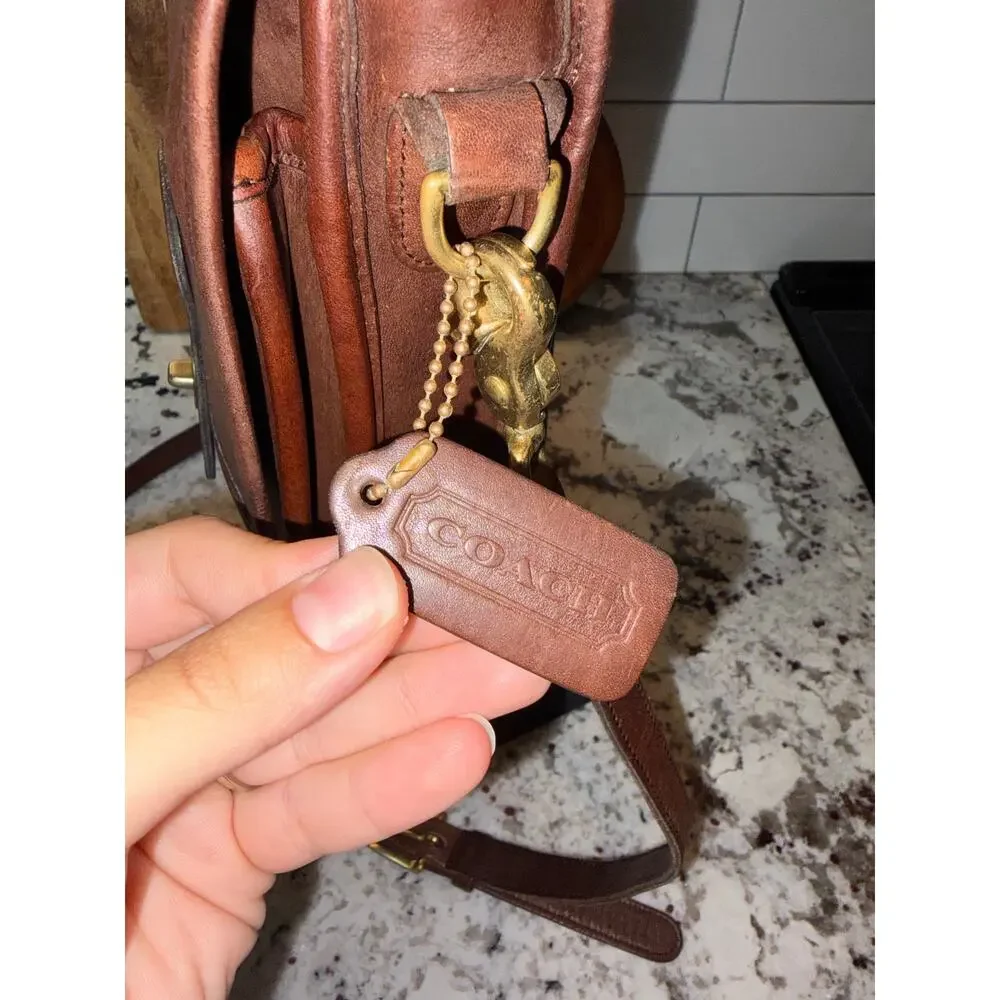 Vintage Coach Station Bag #5130 Brown Glove Leather Turnlock Costa Rica